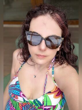 Trina Turk Colorful Tropical Print Tankini Halter Top, size Medium